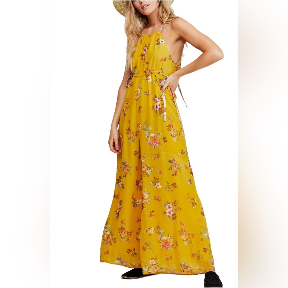 Free People Georgia Jumpsuit Sz Large Floral Print NWT